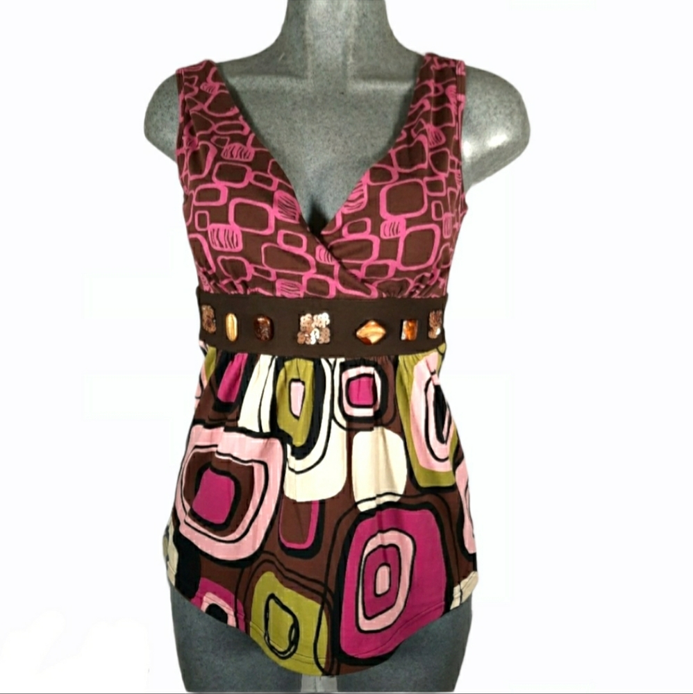 Joyous & free embellished waist tank top size s